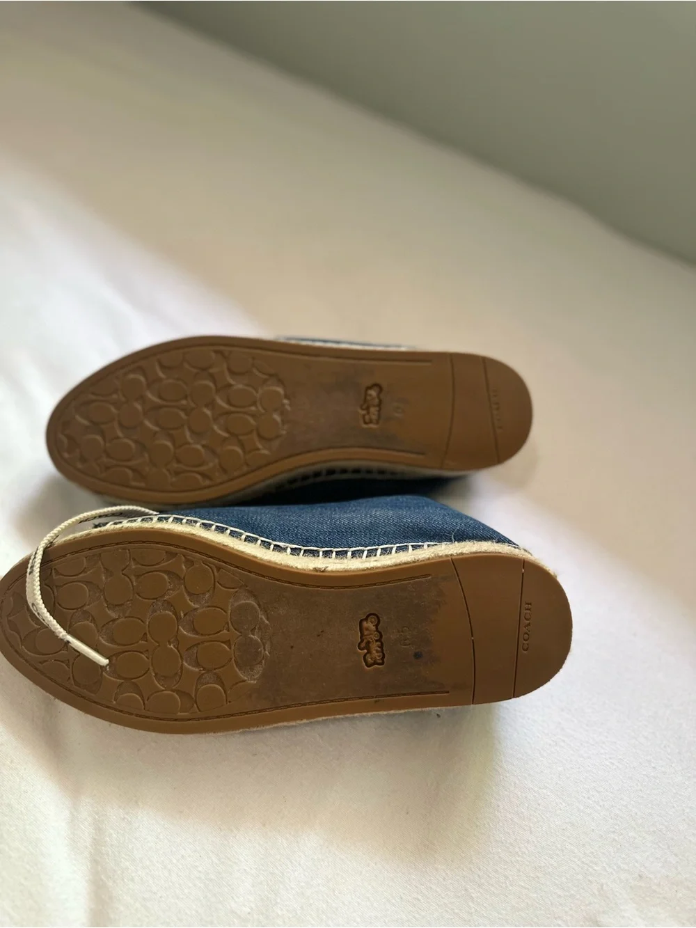 Coach Navy Denim Espadrille Sneakers with Cream Laces
